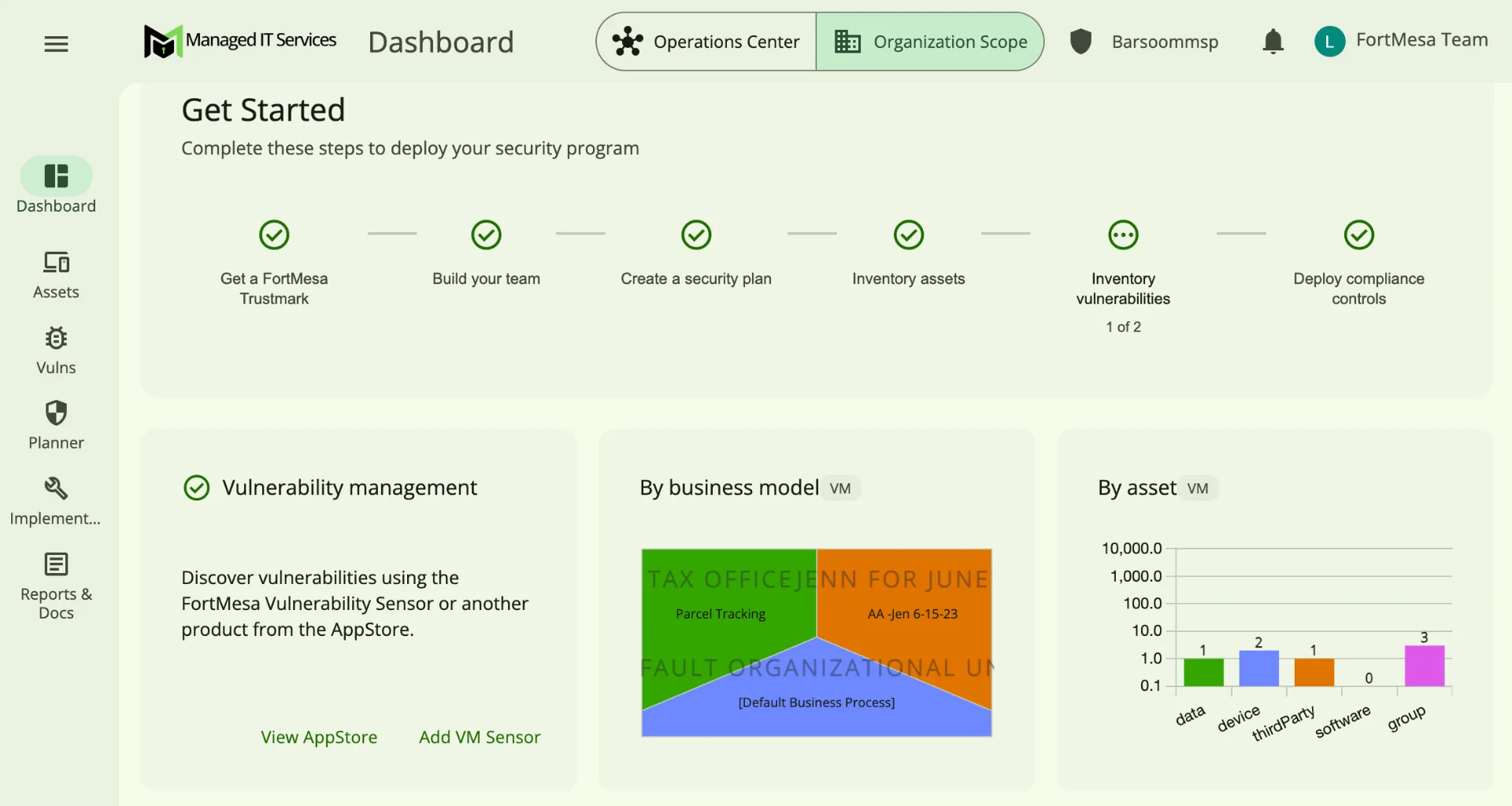 FortMesa platform dashboard interface