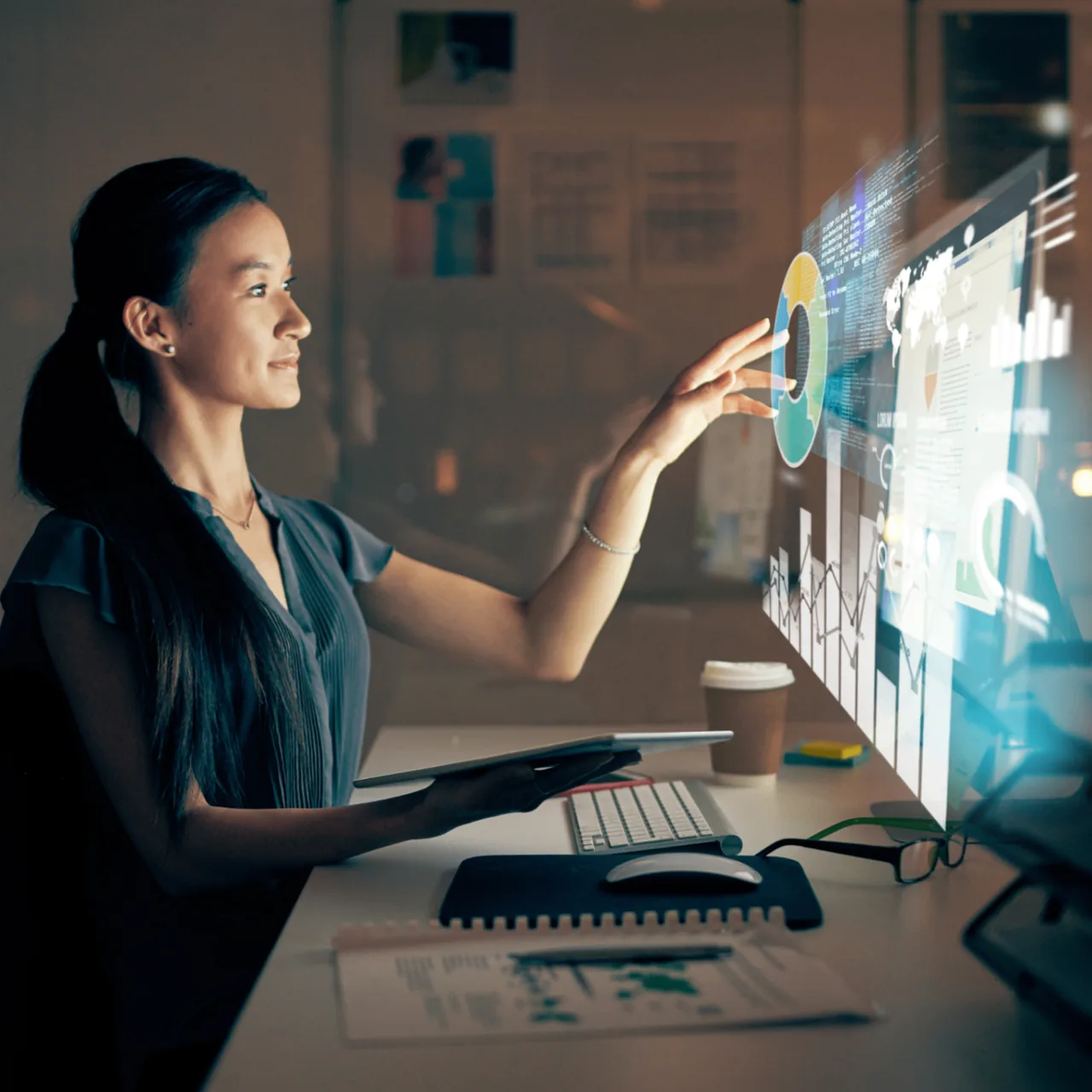 Analyst reviewing visual cybersecurity dashboards during a vulnerability management workshop.